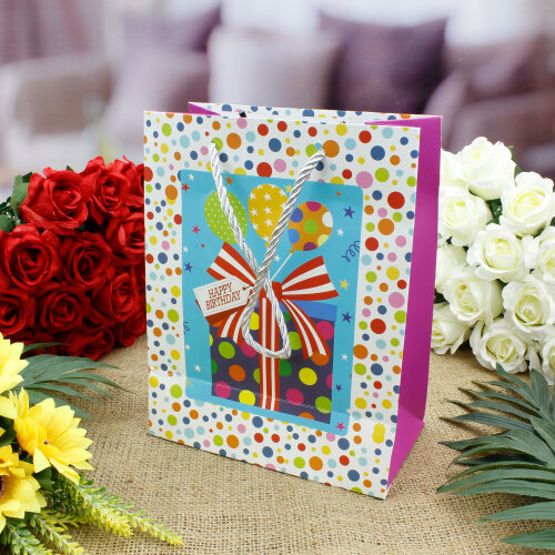 Asorti Happy Birthday Pencereli Hediyelik Karton Çanta - 3
