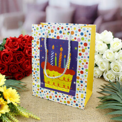 Asorti Happy Birthday Pencereli Hediyelik Karton Çanta - 7