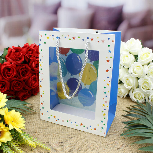 Asorti Happy Birthday Pencereli Hediyelik Karton Çanta - 8