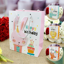 Asorti Happy Birthday Safari Desen Hediyelik Karton Çanta - 1
