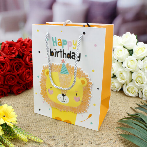 Asorti Happy Birthday Safari Desen Hediyelik Karton Çanta - 4
