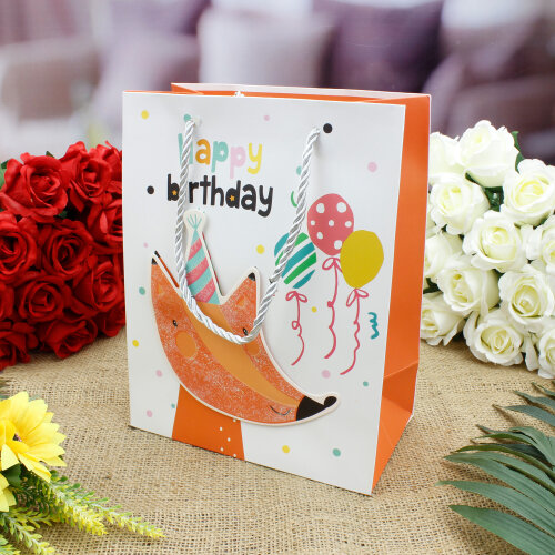 Asorti Happy Birthday Safari Desen Hediyelik Karton Çanta - 5