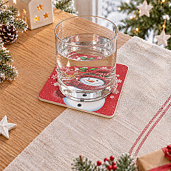 Asorti Kare Polyester Yılbaşı Hediyelik Bardak Altlığı - 3