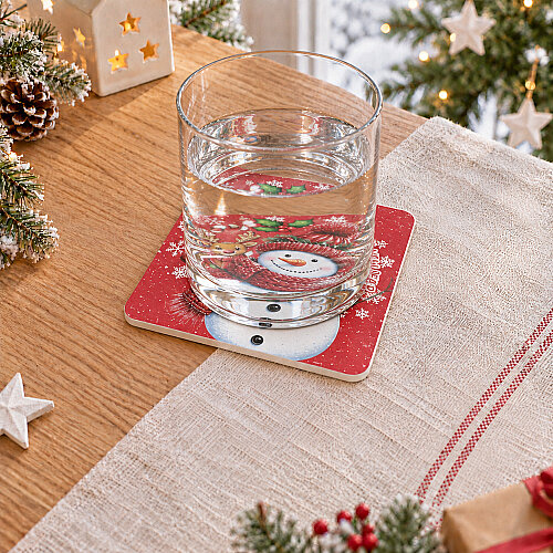 Asorti Kare Polyester Yılbaşı Hediyelik Bardak Altlığı - 3