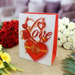 Asorti Love Desen Hediyelik Karton Çanta - 2