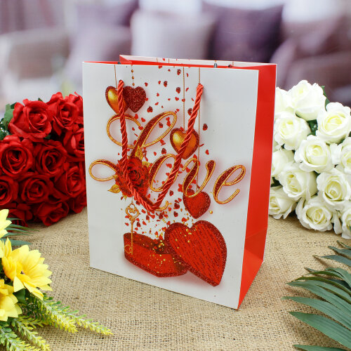 Asorti Love Desen Hediyelik Karton Çanta - 3