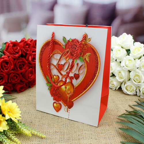 Asorti Love Desen Hediyelik Karton Çanta - 4