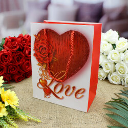 Asorti Love Desen Hediyelik Karton Çanta - 5