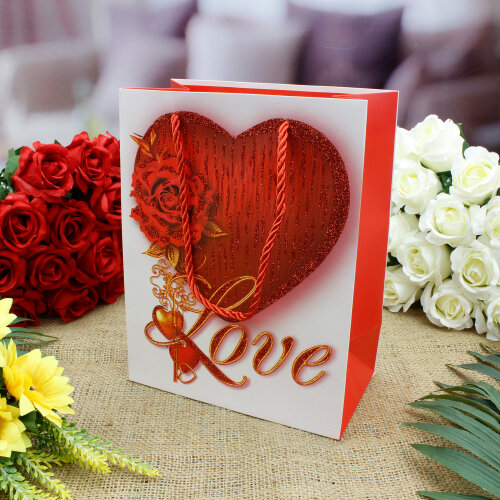Asorti Love Desen Hediyelik Karton Çanta - 5