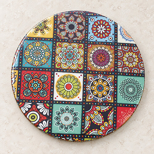 Asorti Mandala Desenli Mantar Tabanlı Bardak Altlığı 6’lı Paket - 6