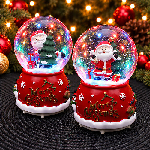 Asorti Merry Christmas Yazılı Işıklı Müzikli Yılbaşı Kar Küresi Orta Boy 8x12 cm - Toptanalim (1)