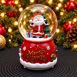 Asorti Merry Christmas Yazılı Işıklı Müzikli Yılbaşı Kar Küresi Orta Boy 8x12 cm - 4