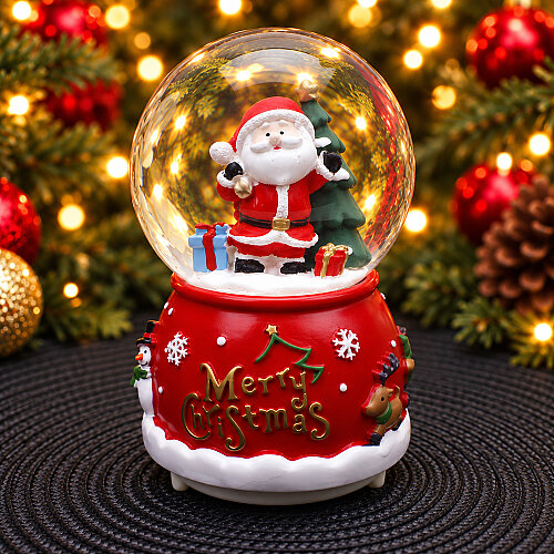 Asorti Merry Christmas Yazılı Işıklı Müzikli Yılbaşı Kar Küresi Orta Boy 8x12 cm - 4