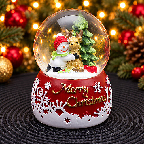 Asorti Merry Christmas Yazılı Yılbaşı Kar Küresi Midi Boy 7x9 cm - 3