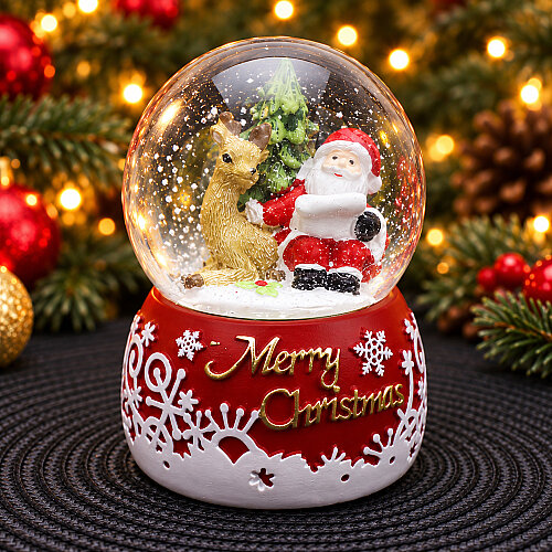 Asorti Merry Christmas Yazılı Yılbaşı Kar Küresi Midi Boy 7x9 cm - 4