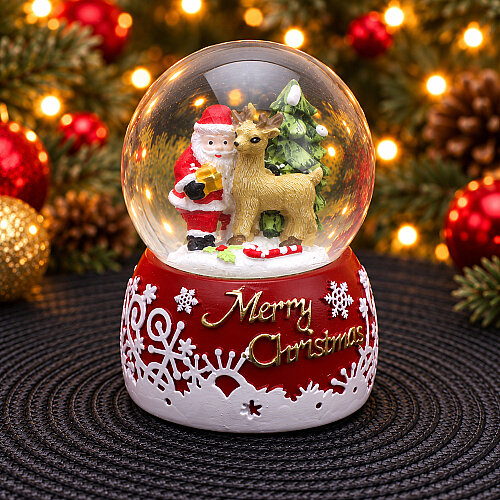 Asorti Merry Christmas Yazılı Yılbaşı Kar Küresi Midi Boy 7x9 cm - 5