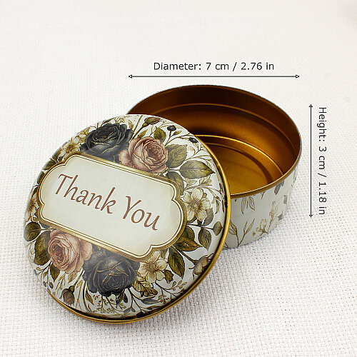 Asorti Özel Tasarım Vintage 'Thank You' Serisi Teneke Kutu 100 cc (7x3 cm) - 4