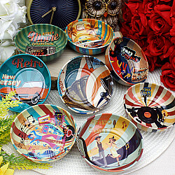 Asorti Retro Desenli Teneke Kase 9,5 cm - 2