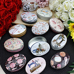 Asorti Tasarım Oval Metal Dikiş Kutusu 6x9x3 cm - 1