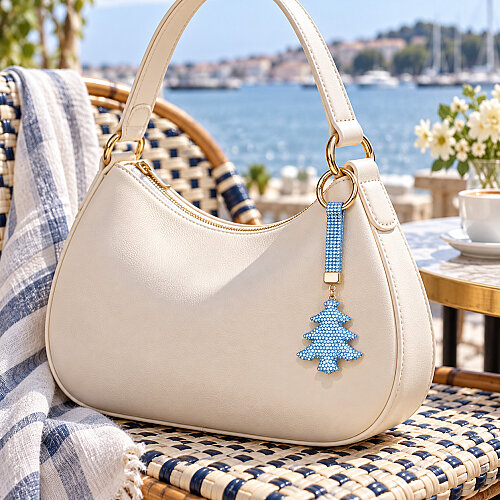Asorti Taşlı Çam Ağacı Figürlü Çanta Charm Anahtarlık 12’li Paket - Toptanalim