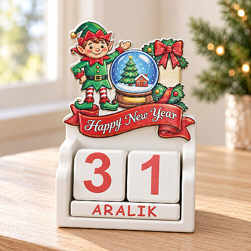Asorti Yılbaşı Temalı Dekoratif Masa Takvimi - 4