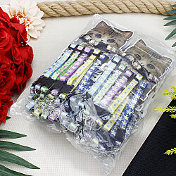 Asorti Yıldız Desenli Çıngıraklı Ayarlanabilir Kedi Boyun Tasması 6'lı Paket - 3