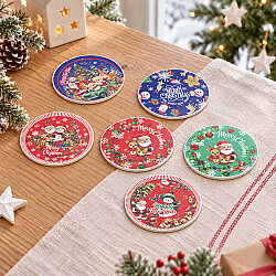 Asorti Yuvarlak Polyester Yılbaşı Hediyelik Bardak Altlığı - 1