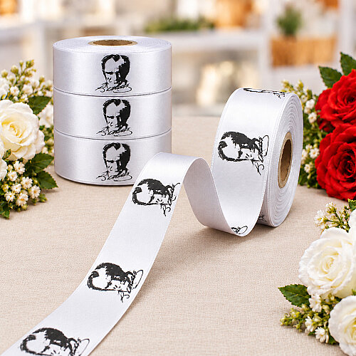 Atatürk Baskılı Kurdele Beyaz 4 cm 20 Metre - Toptanalim