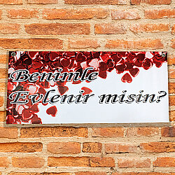 Benimle Evlenir Misin Yazılı Evlilik Teklifi Fon Afişi 36x80 cm - 2
