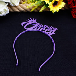 Birthday Queen Yazılı Taç Mor - 1