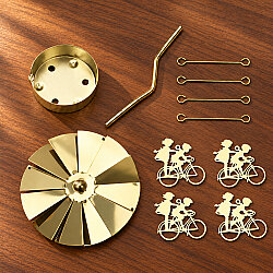 Bisikletli Çift Figürlü Isı ile Dönen Metal Tealight Mumluk Gold - 3