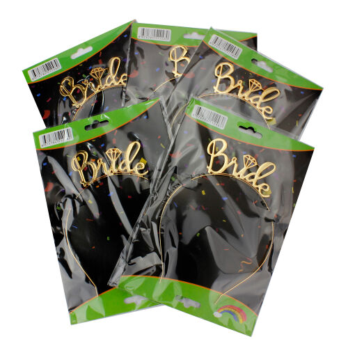 Bride Elmas Gold Renk Metal Taç - Kare Dekor (1)