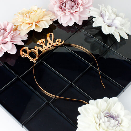 Bride Elmas Rose Metal Taç - Kare Dekor