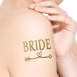 Bride Kalpli Ok Desenli Bekarlığa Veda Dövmesi Gold Renk 10'lu Paket - 1