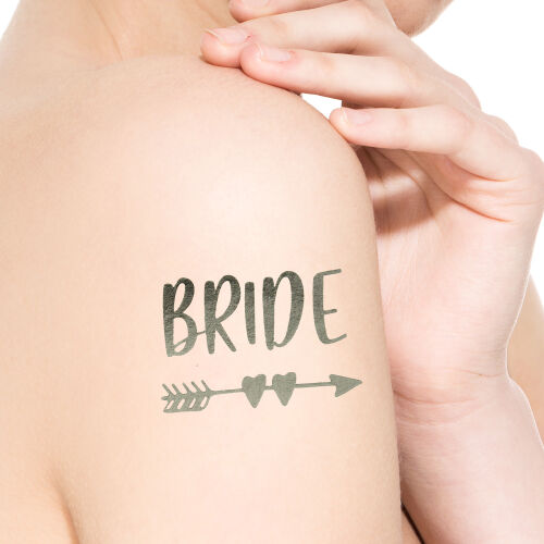 Bride Ok Desenli Bekarlığa Veda Dövmesi Gümüş Renk 10'lu Paket - Kare Dekor