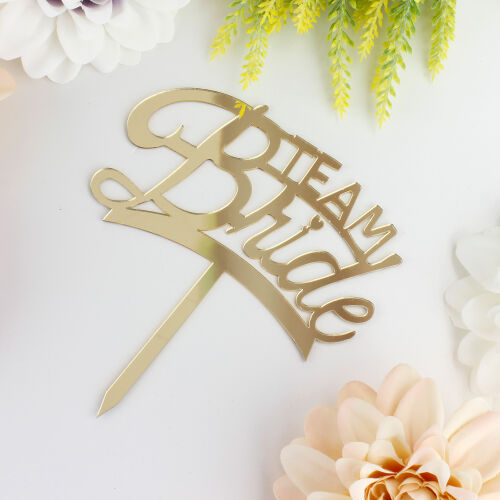Bride Team Yazılı Pasta Süsü Gold Renk - Kare Dekor (1)
