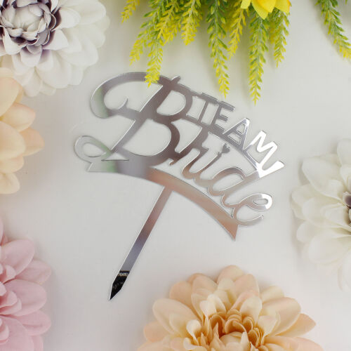 Bride Team Yazılı Pasta Süsü Gümüş Renk - Kare Dekor (1)