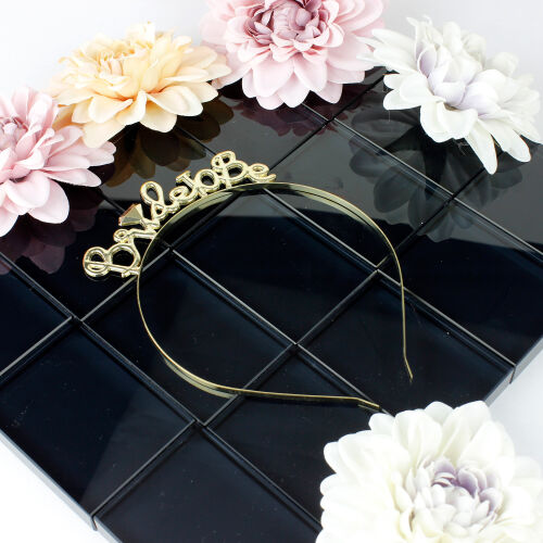 Bride To Be Elmas Gold Renk Metal Taç - Kare Dekor