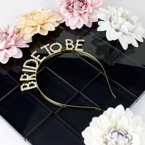Bride To Be Taşlı Gold Renk Metal Taç - Kare Dekor