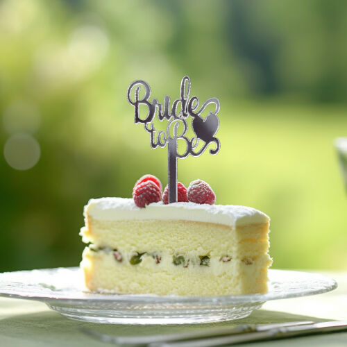 Bride To Be Yazılı Kalp Şekilli Pasta Süsü Gümüş Renk 8'li Paket - Kare Dekor