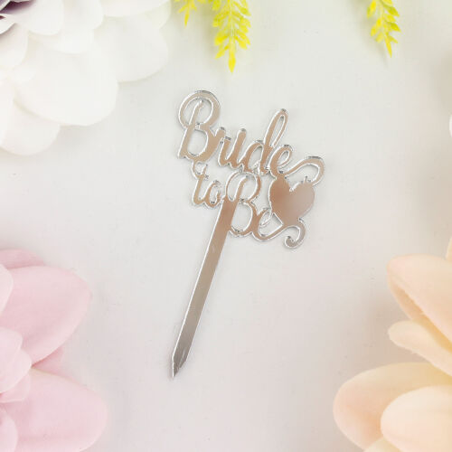 Bride To Be Yazılı Kalp Şekilli Pasta Süsü Gümüş Renk 8'li Paket - Kare Dekor (1)