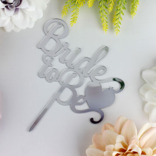Bride To Be Yazılı Kalp Şekilli Pasta Süsü Gümüş Renk - Kare Dekor (1)