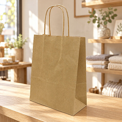 Büküm Saplı Kraft Kağıt Çanta 19 cm 12’li Paket - Toptanalim