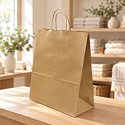 Büküm Saplı Kraft Kağıt Çanta 25 cm 12’li Paket - 1