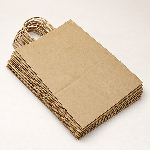 Büküm Saplı Kraft Kağıt Çanta 25 cm 12’li Paket - 4