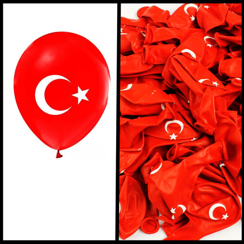 Büyük Boy 12 İnch Balon Türk Bayrağı - Kare Dekor