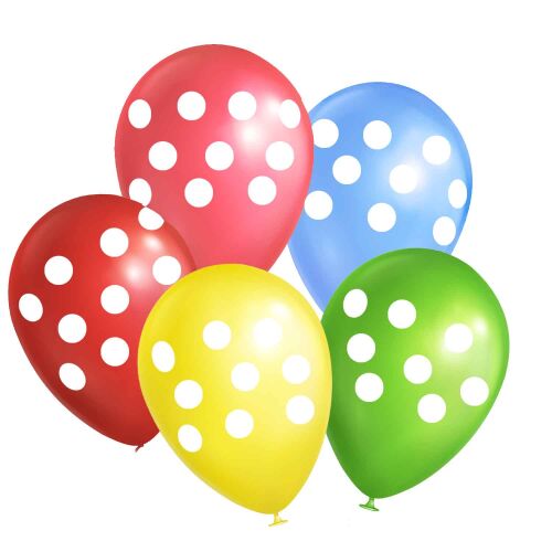 Büyük Boy 12 İnch Puantiyeli Balon Karışık Renk - 1