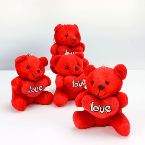 Büyük Boy Love Peluş Ayıcık Anahtarlık Kırmızı 12'li Paket - Kare Dekor