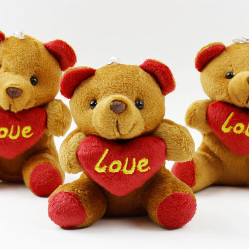 Büyük Boy Love Peluş Ayıcık Anahtarlık Koyu Kahverengi 12'li Paket - Toptanalim