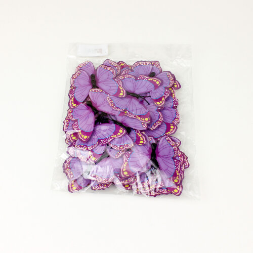 Büyük Boy Plastik Gövdeli PVC Kelebek Mor 7CM 50’li Paket - 3